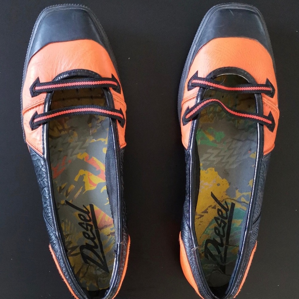 Diesel Black & Orange Funky shoes Sz 8.5
